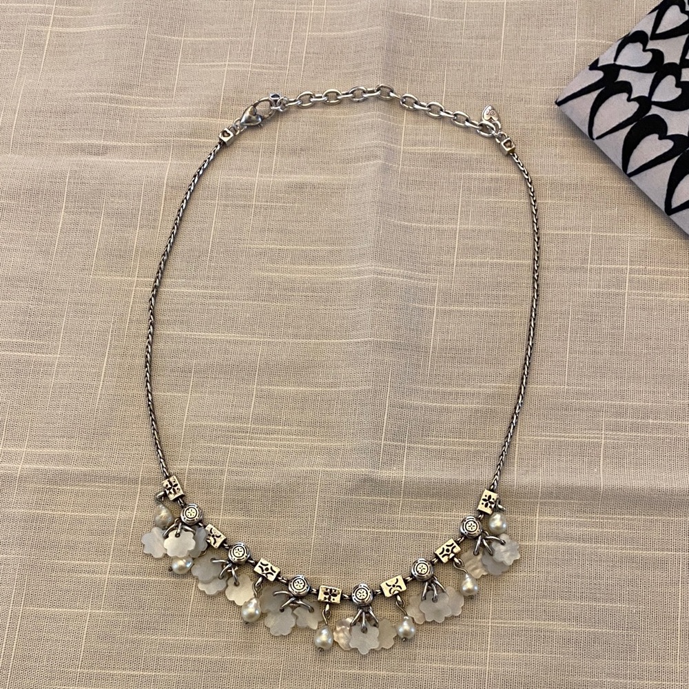 Brighton Silver Necklace with Charms and Pearls